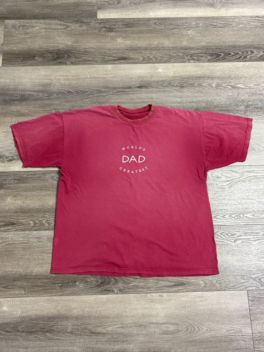 Vintage 90s World’s Greatest Dad Sunfaded Red Shirt Retro Y2K Casual - Men’s XL